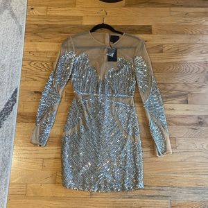 X by nbd silver sequin dress